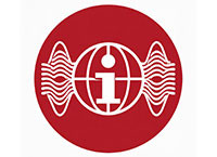 icon of a world symbol with oscilating waves and an I in the middle 