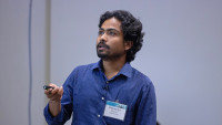 Debaditya Biswas presenting project at 2024 JLUO Meeting